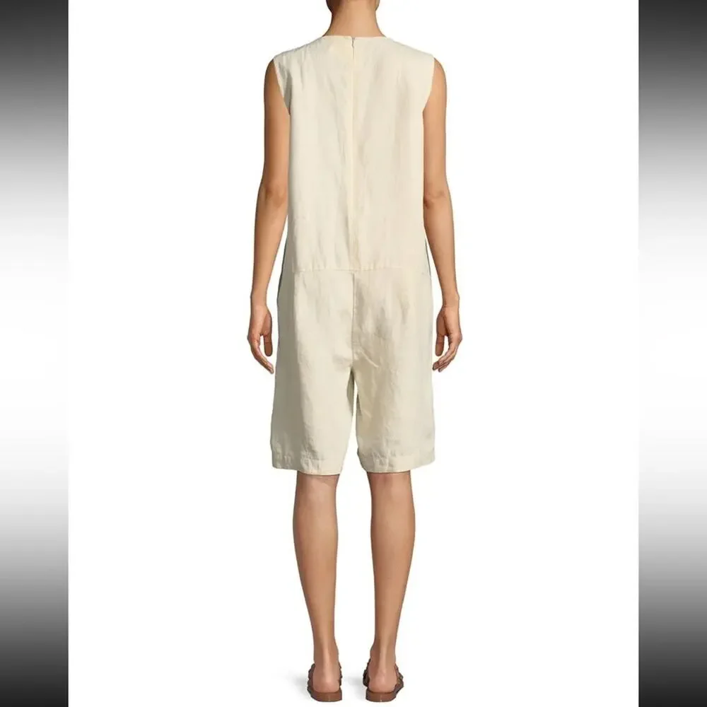 Eileen Fisher Organic Linen Relaxed Romper/Jumpsuit Women’s s Size Large - Picture 5 of 13